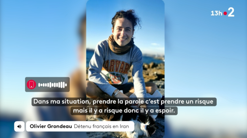 Capture écran du JT de 13h de France 2 avec la photo d'Olivier tandis que son audio est diffusé