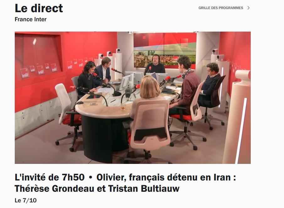 Capture écran de la vidéo du direct sur France Inter, six personnes, dont Thérèse, Tristan et Sonia Devillers sont assises autour d'une table